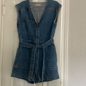Madewell zip front denim romper